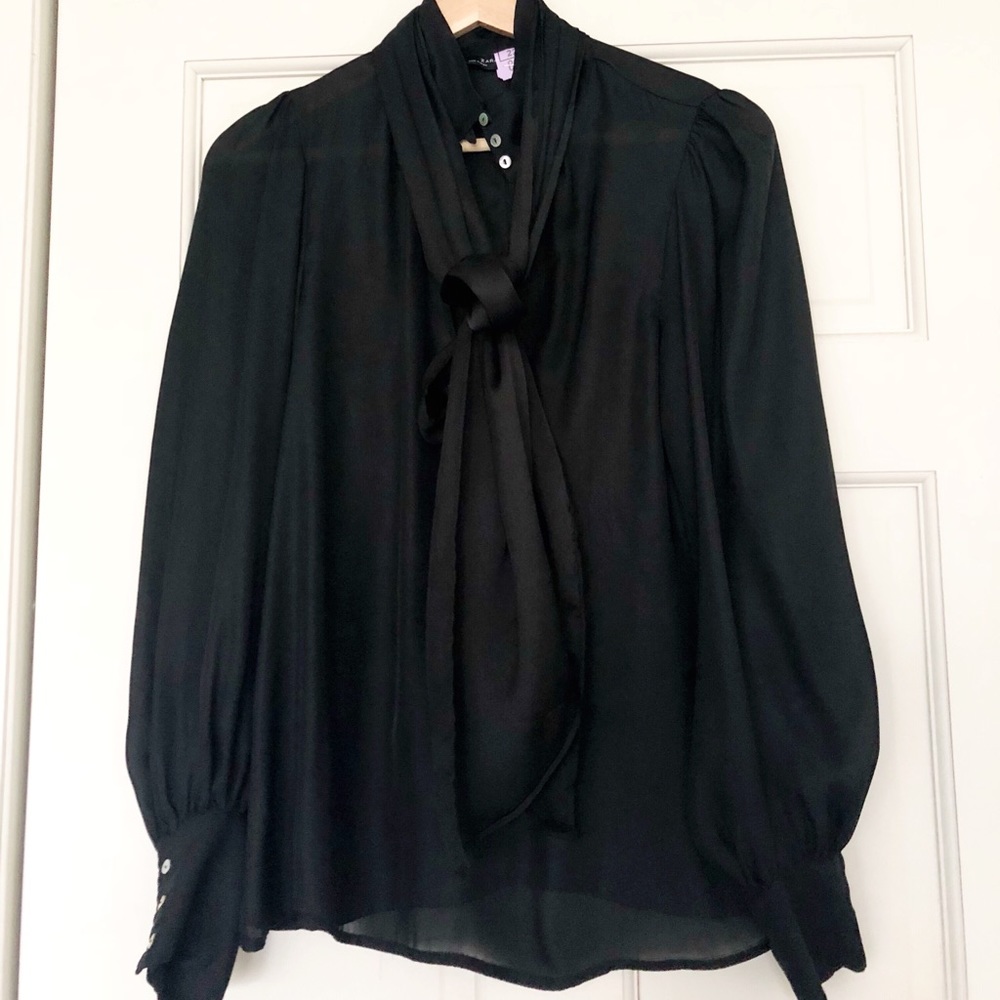 S - Zara woman silky pussywillow bow blouse
